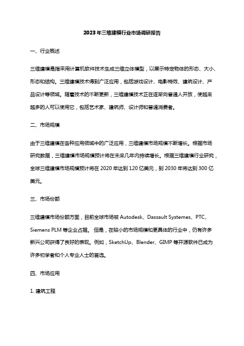 2023年三维建模行业市场调研报告