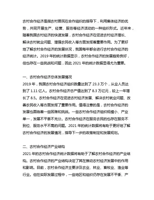 农村合作经济经济统计 2021