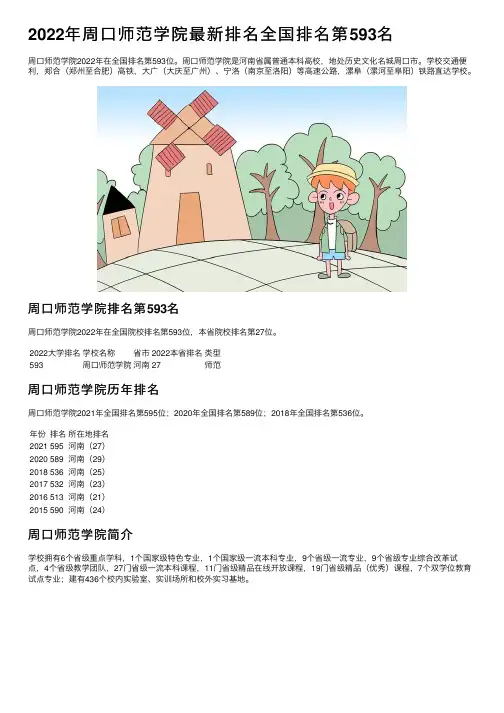 2022年周口师范学院最新排名全国排名第593名