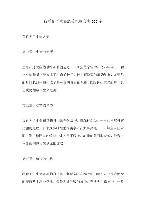 我看见了生命之美托物言志600字