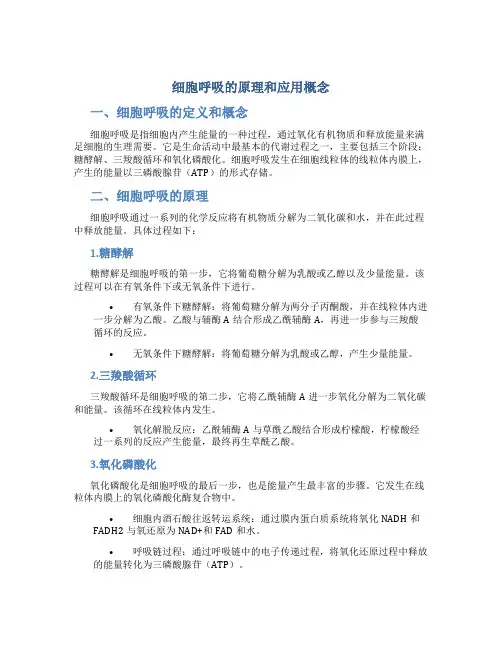 细胞呼吸的原理和应用概念