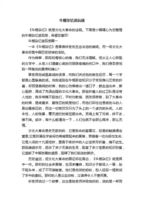 牛棚杂忆读后感