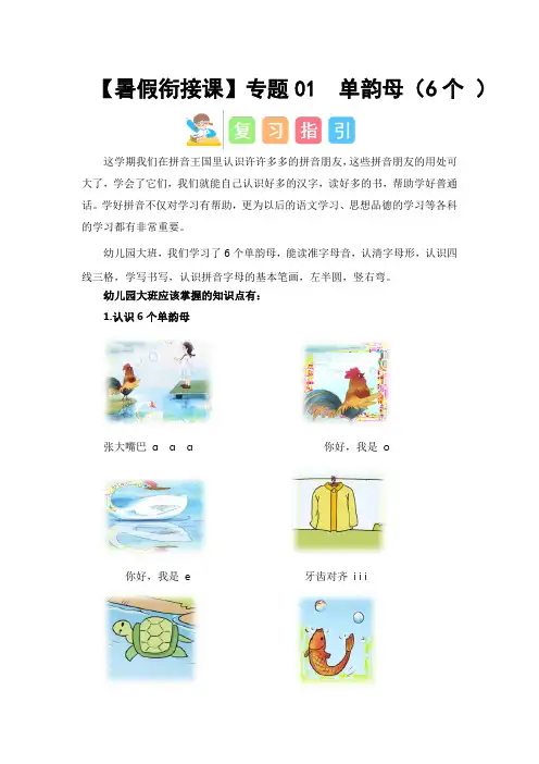 专题01  单韵母(6个 )(讲义+试题)