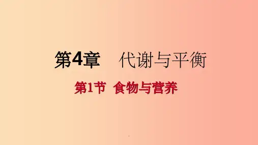 201x年秋九年级科学上册 第4章 代谢与平衡 第1节 食物与营养(新版)浙教版