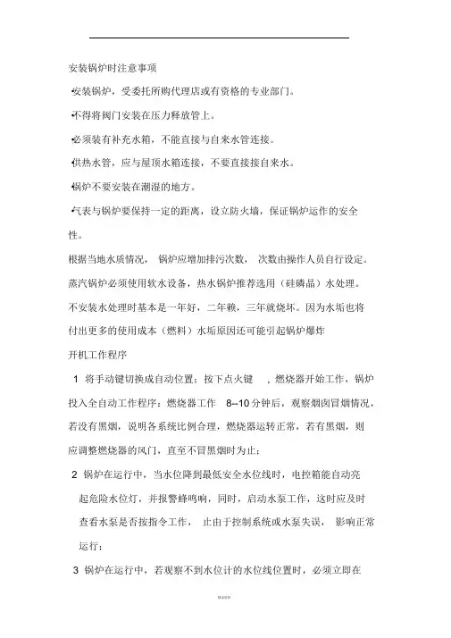 燃气锅炉使用说明书