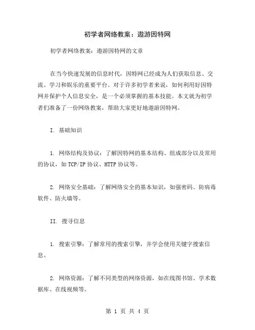 初学者网络教案：遨游因特网