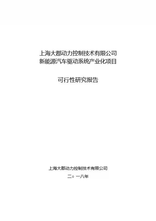 正海磁材：上海大郡动力控制技术有限公司新能源汽车驱动系统产业化项目可行性研究报告