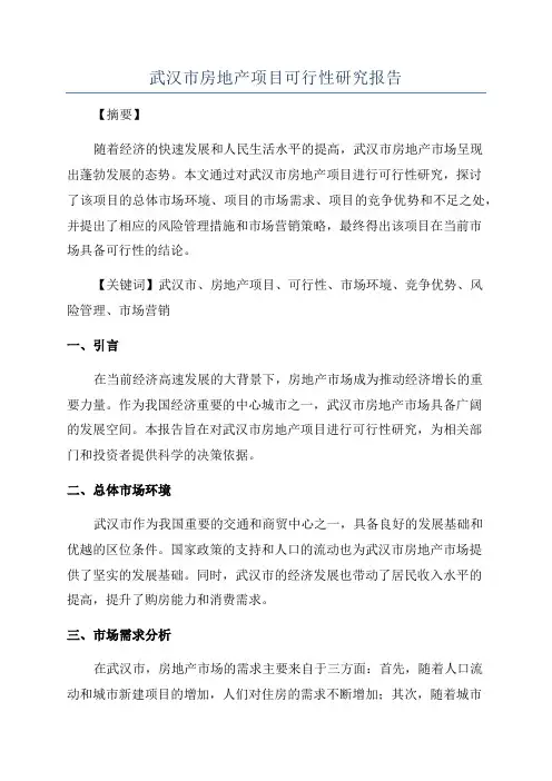 武汉市房地产项目可行性研究报告