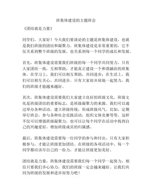 班集体建设的主题班会