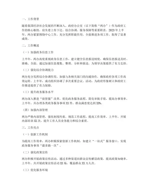 两办上半年工作总结