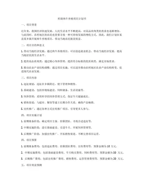 村级肉牛养殖项目计划书