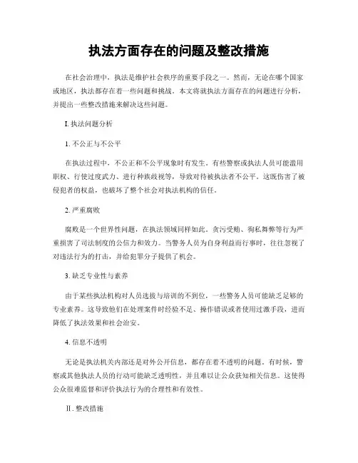 执法方面存在的问题及整改措施