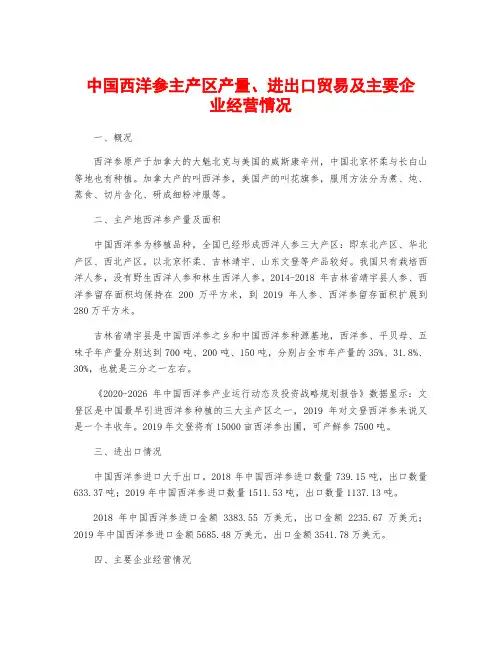中国西洋参主产区产量、进出口贸易及主要企业经营情况