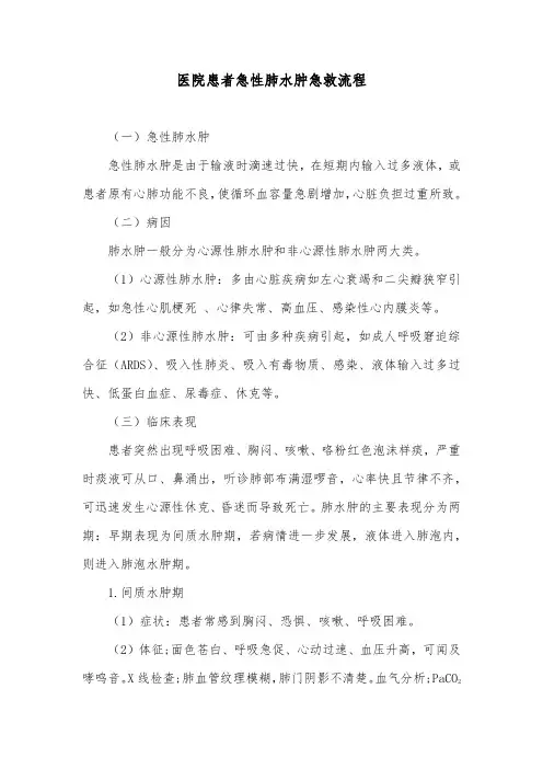 医院患者急性肺水肿急救流程