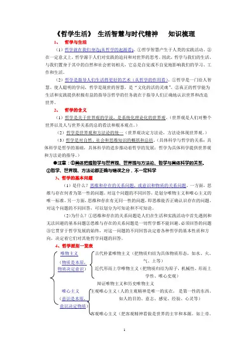 哲学生活 第一单元 知识梳理