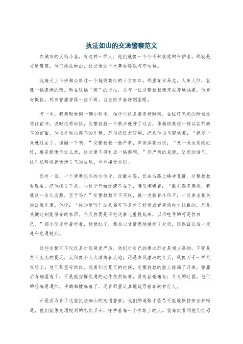 执法如山的交通警察范文