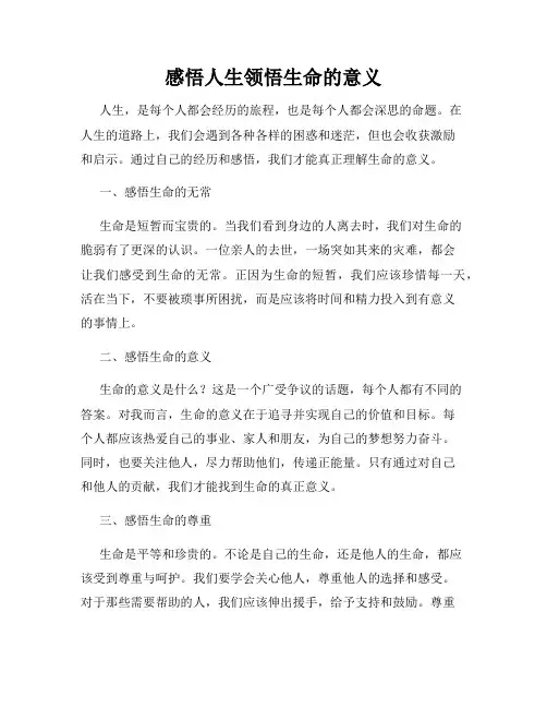感悟人生领悟生命的意义