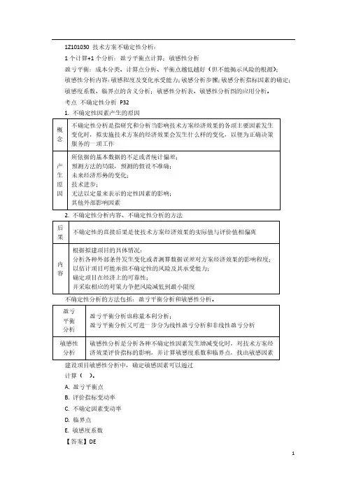 一建【经济】精讲讲义(9)技术方案不确定性分析1