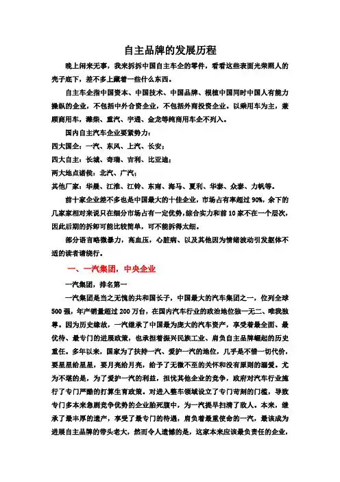 自主品牌的发展历程