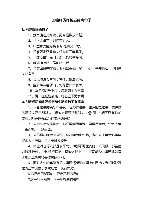 比喻经历挫折后成功句子