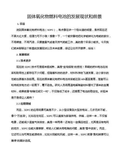 固体氧化物燃料电池的发展现状和前景