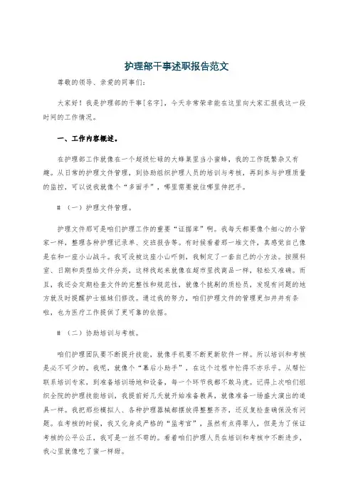 护理部干事述职报告范文