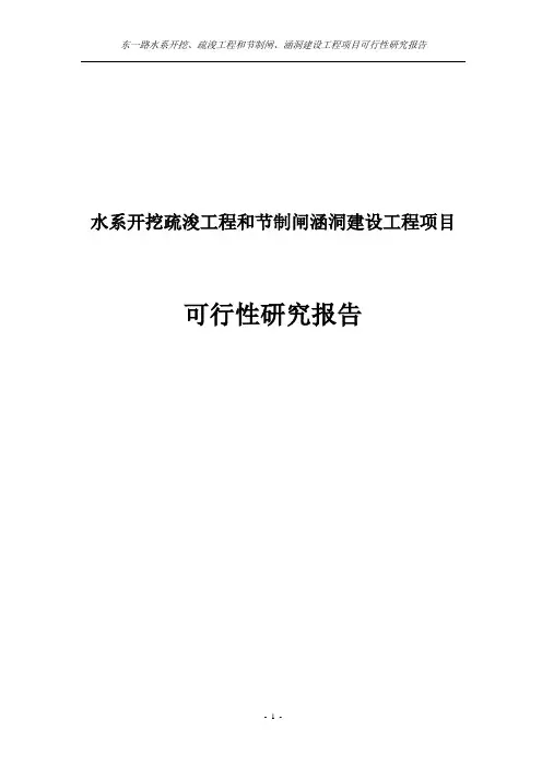 水系开挖疏浚工程和节制闸涵洞建设工程项目可行性研究报告