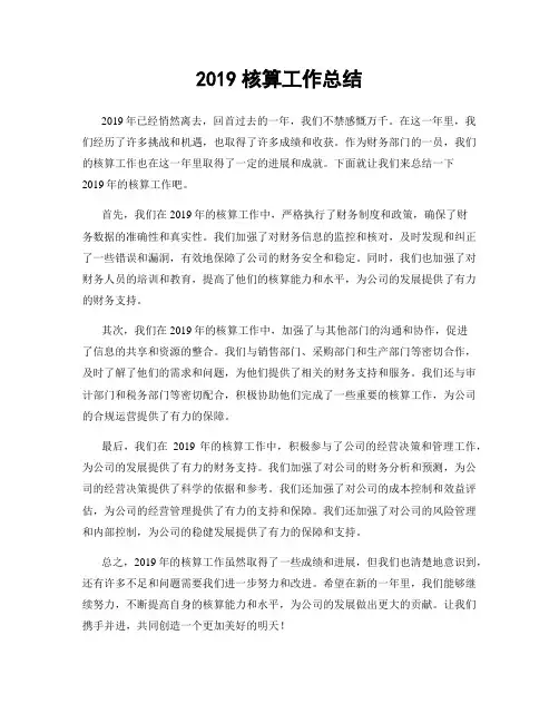 2019核算工作总结