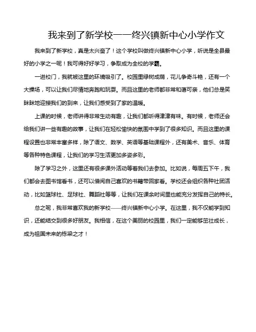 我来到了新学校一一终兴镇新中心小学作文