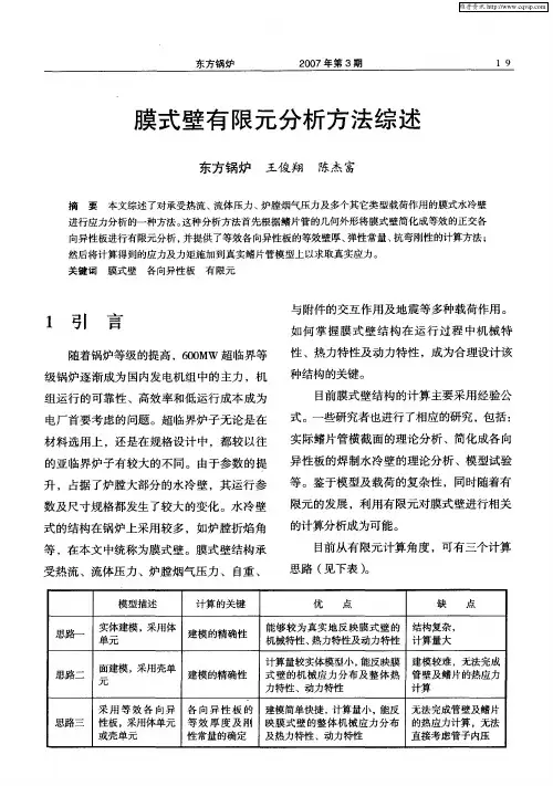 膜式壁有限元分析方法综述