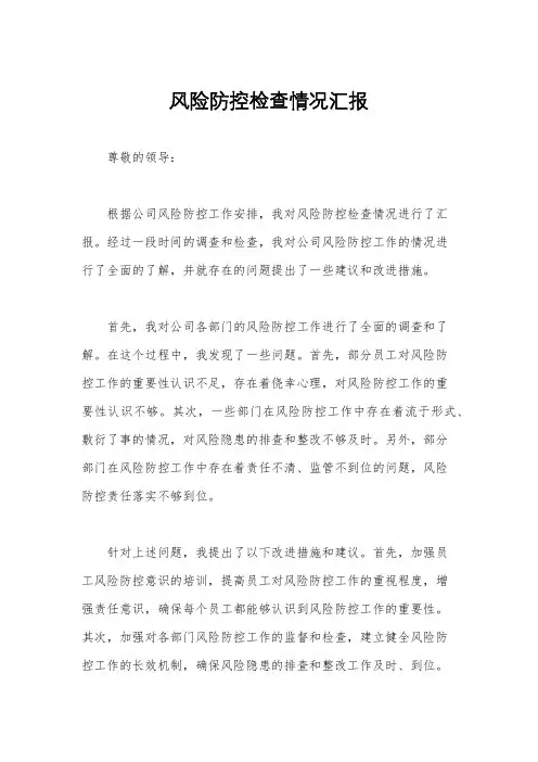 风险防控检查情况汇报