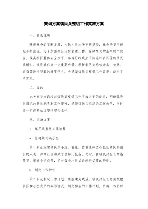策划方案镇民兵整组工作实施方案