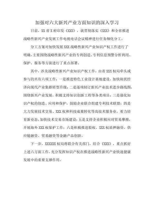 加强对六大新兴产业方面知识的深入学习