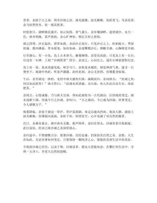 文言文翻译游沙湖