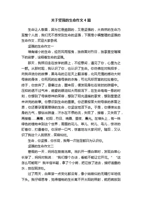 关于坚强的生命作文4篇