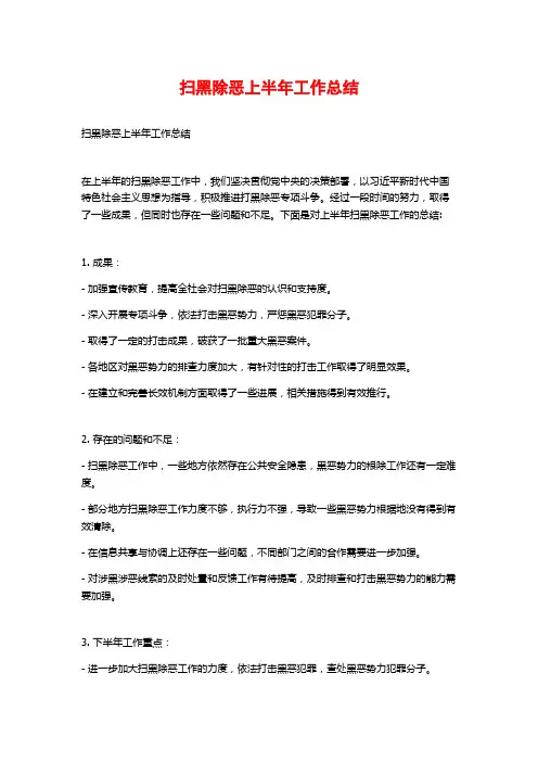 扫黑除恶上半年工作总结