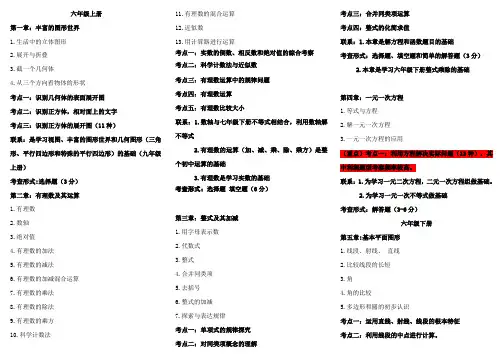 泰安中考知识点考点分值比重分析