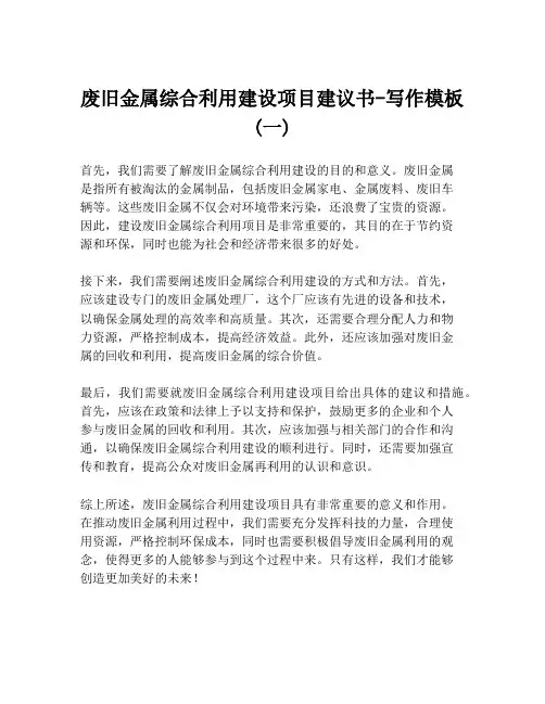 废旧金属综合利用建设项目建议书-写作模板 (一)