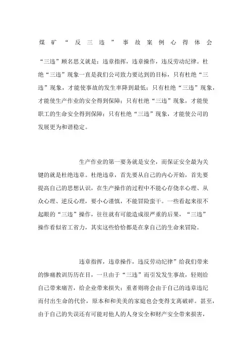 煤矿“反三违”事故案例心得体会