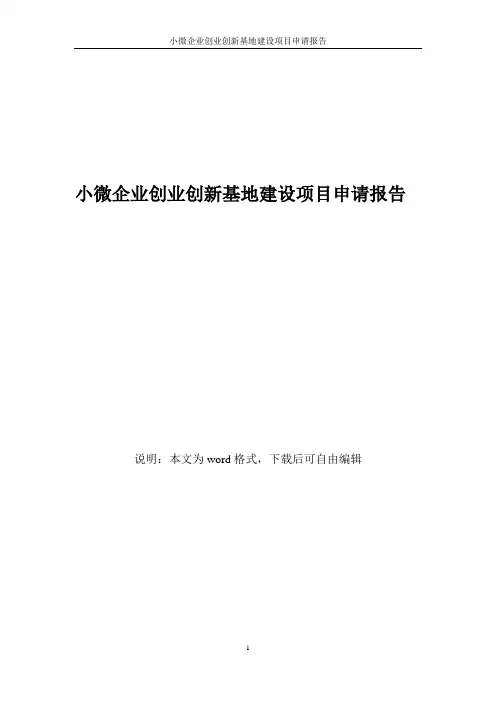 小微企业创业创新基地建设项目申请报告