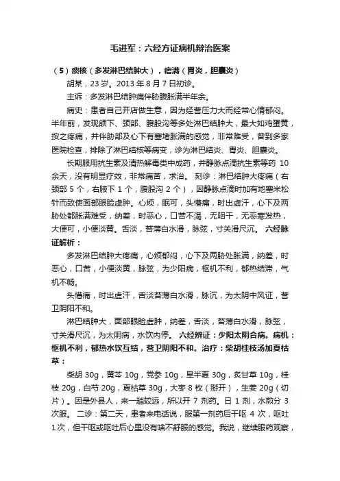 毛进军：六经方证病机辩治医案