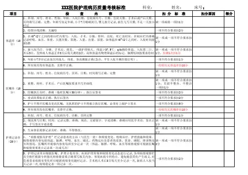 护理病历质量评价标准