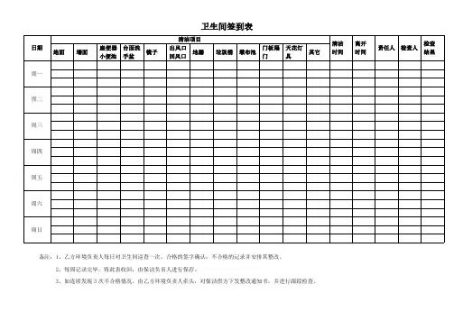 卫生间签到表