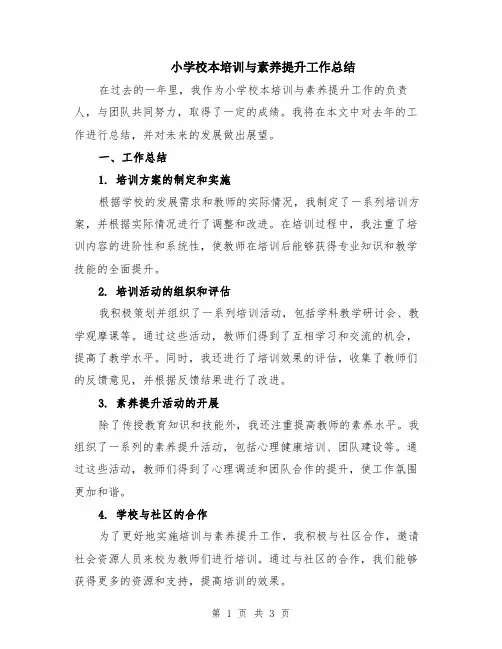 小学校本培训与素养提升工作总结