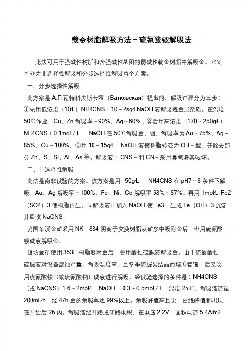 载金树脂解吸方法-硫氰酸铵解吸法