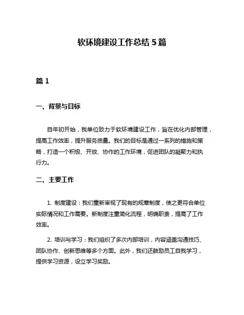 软环境建设工作总结5篇