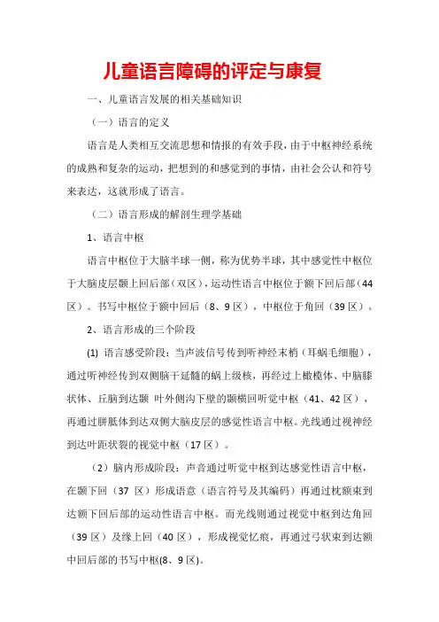 儿童语言障碍的评定与康复