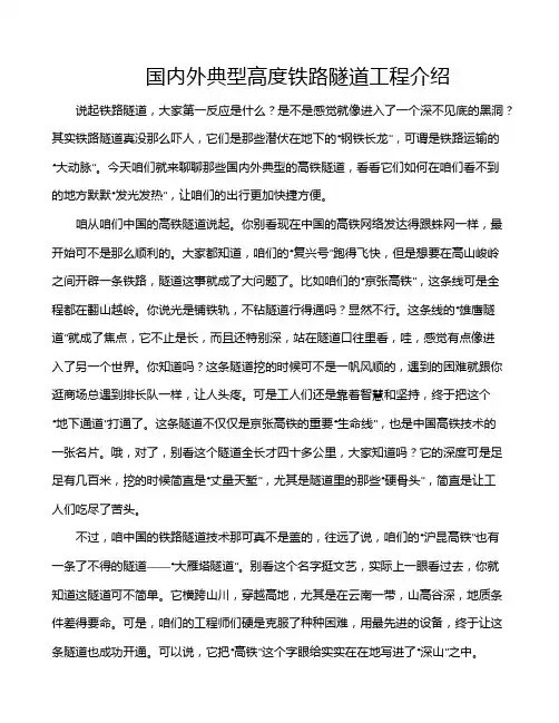 国内外典型高度铁路隧道工程介绍