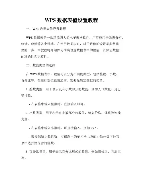 WPS数据表值设置教程