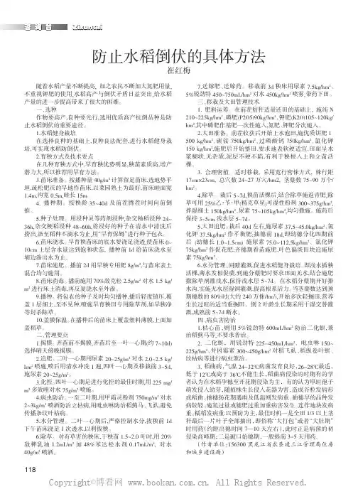 防止水稻倒伏的具体方法